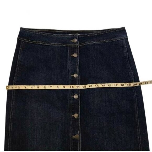 Per Se Classic Button Front Midi Denim Skirt 10 - Picture 7 of 7